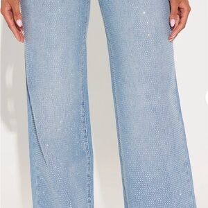 Fashion Nova Sparkling Light Blue Flare Jeans